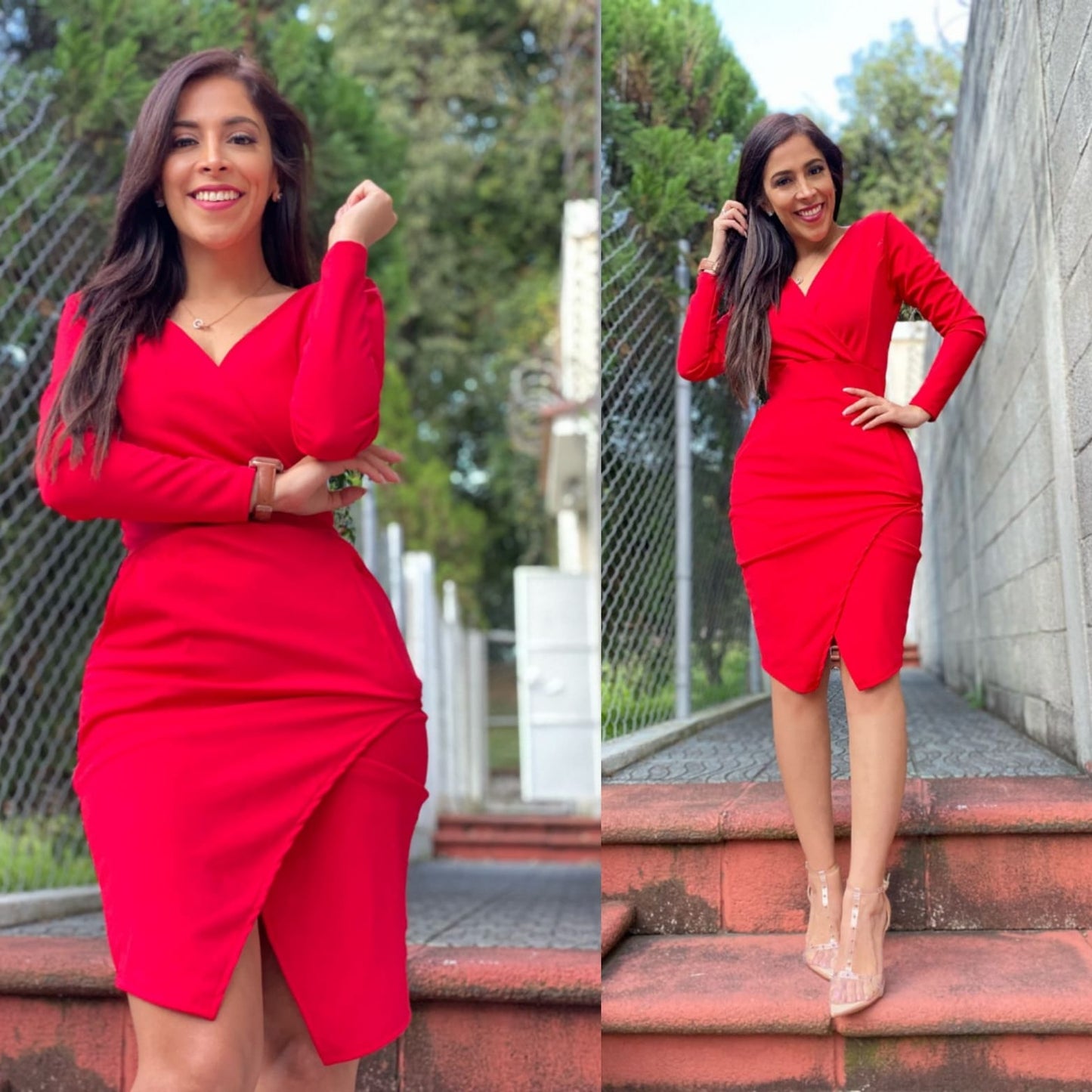 Vestido corto Tubular escote en V con mangas 1