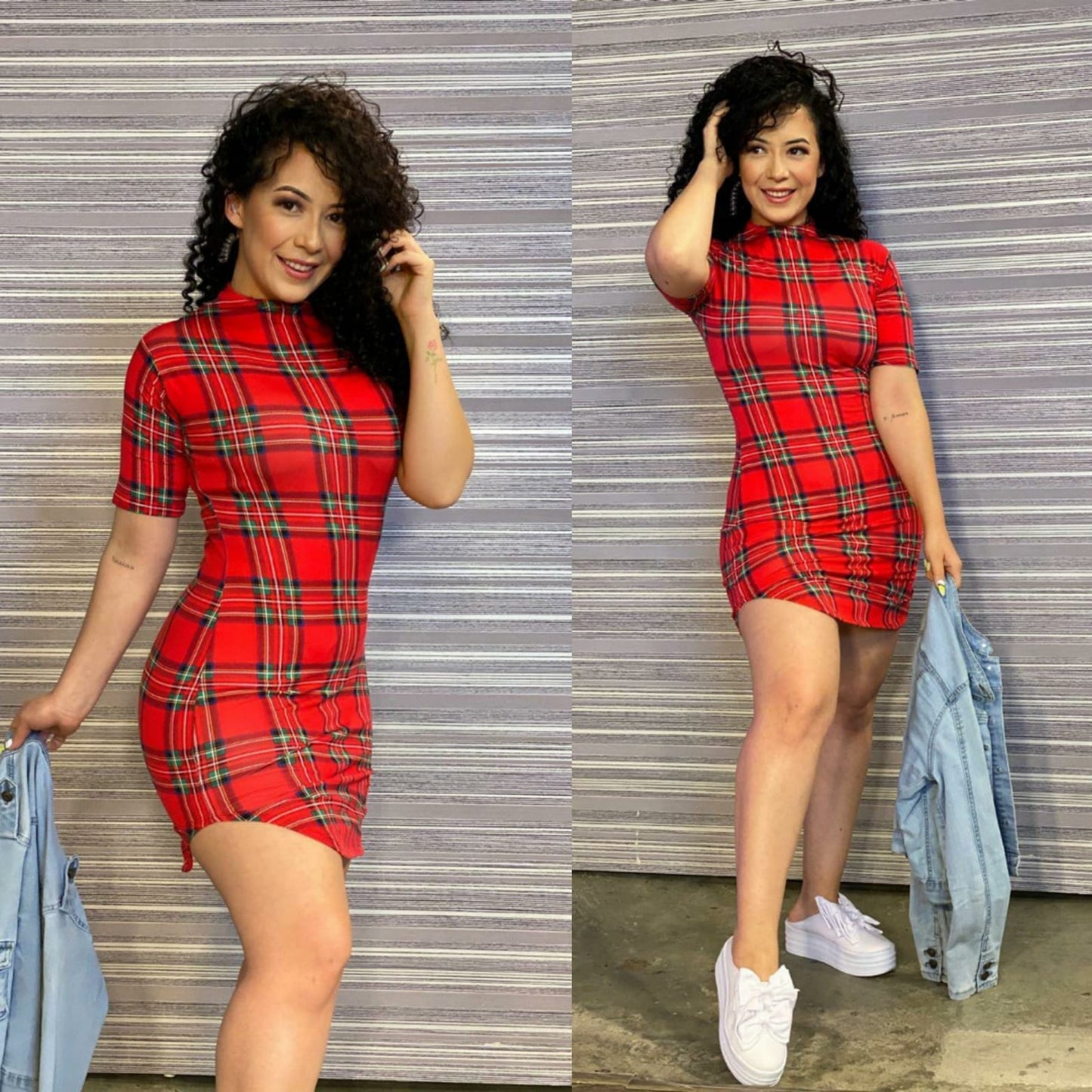 Vestido corto print Tubular con mangas