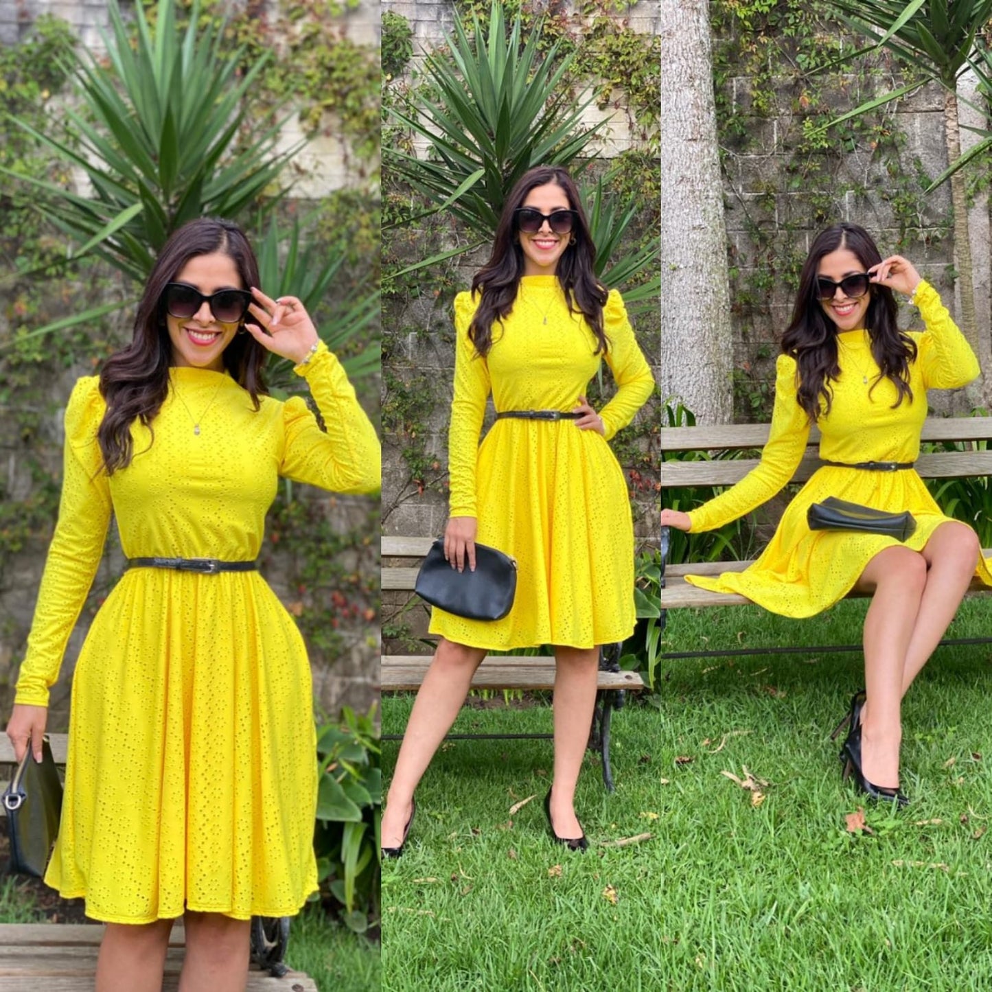 Vestido midi sin escote manga larga Tipo A