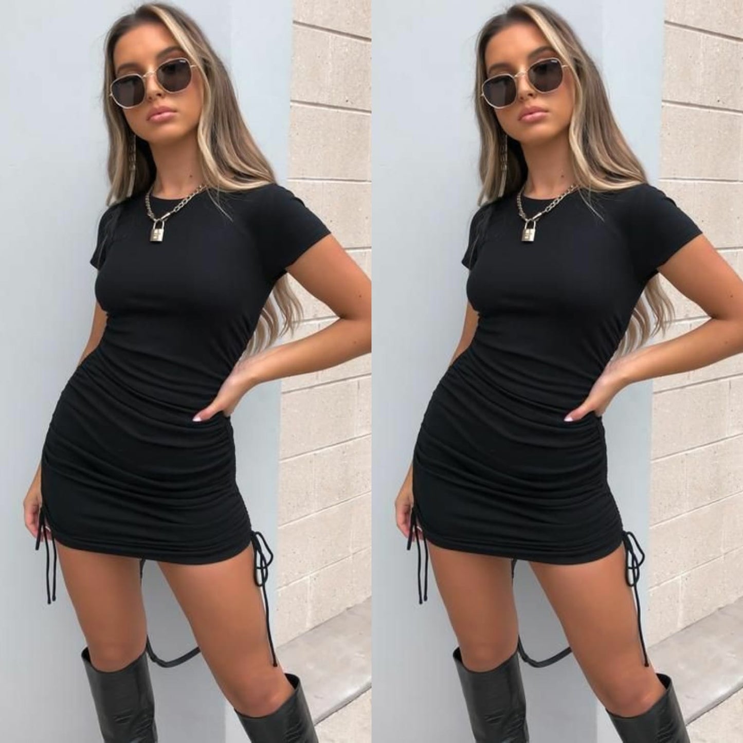 Vestido corto Tubular manga corta