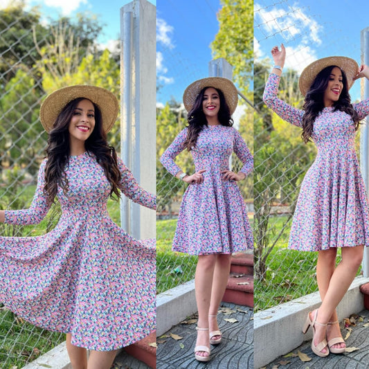 Vestido midi tipo A print