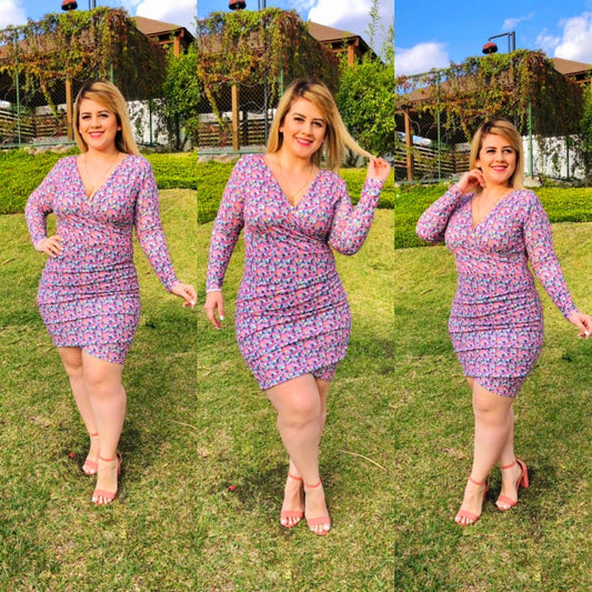 Vestido corto Tubular escote en V print