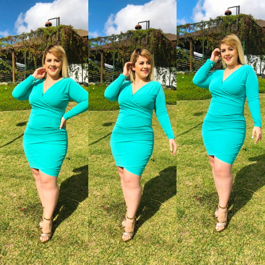 Vestido corto Tubular escote en V con mangas 2