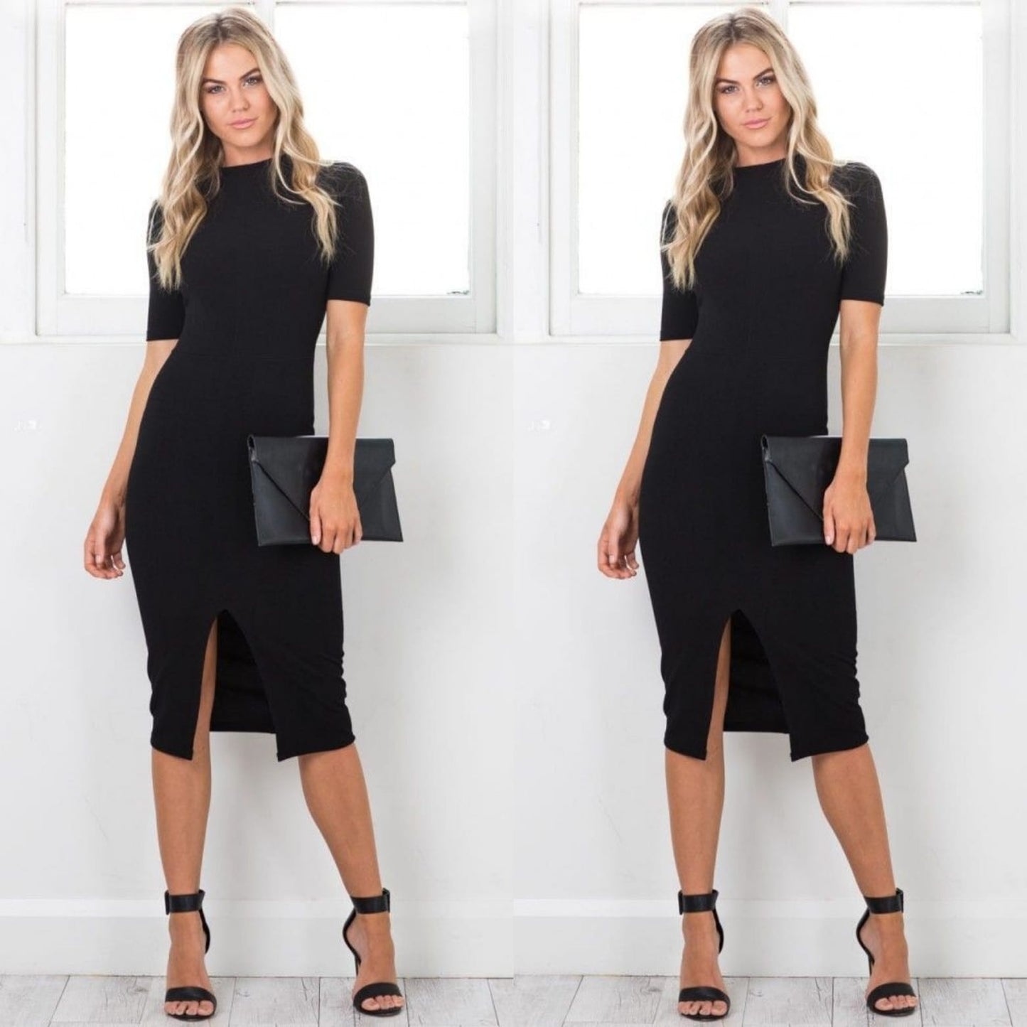 Vestido midi Tubular sin escote manga corta