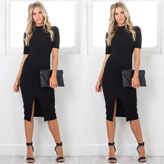 Vestido midi Tubular sin escote manga corta